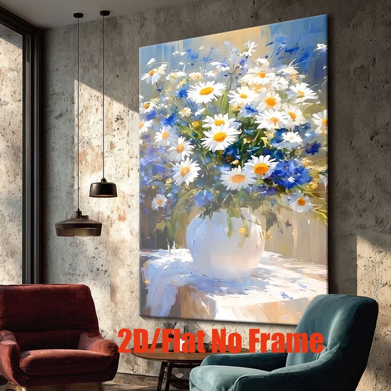1pc Daisy Flower Canvas Painting 20x30inch Unframed For Bedroom Living Room Kitchen Office Dorm Decor Perfect Valentine Day New Year Gift - Image 1