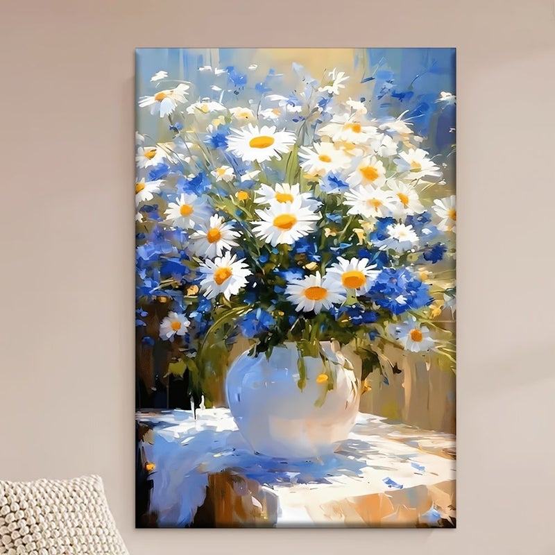 1pc Daisy Flower Canvas Painting 20x30inch Unframed For Bedroom Living Room Kitchen Office Dorm Decor Perfect Valentine Day New Year Gift - Image 3