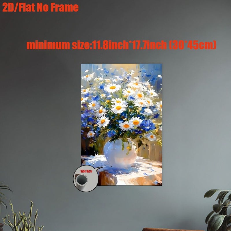 1pc Daisy Flower Canvas Painting 20x30inch Unframed For Bedroom Living Room Kitchen Office Dorm Decor Perfect Valentine Day New Year Gift - Image 4