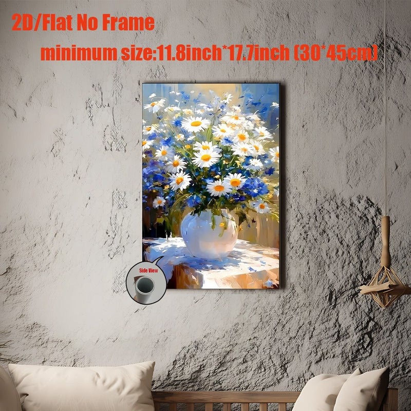 1pc Daisy Flower Canvas Painting 20x30inch Unframed For Bedroom Living Room Kitchen Office Dorm Decor Perfect Valentine Day New Year Gift - Image 2