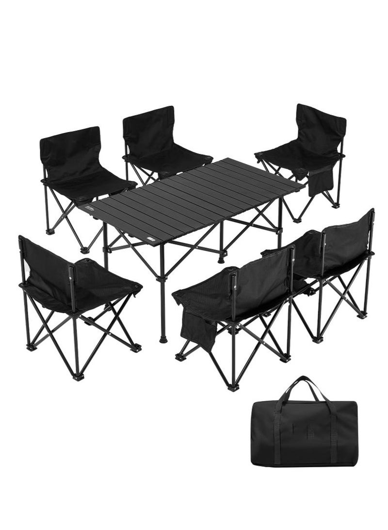 Mereza Camping Furniture Set, Foldable Camping Table and Chairs, Portable Family Travel Camping Picnic Table and Chairs Set, Multifunctional Foldable Travel Table and Chairs Set Camping Table for Outdoor Barbecue, Cooking, Party, Beach - Image 1