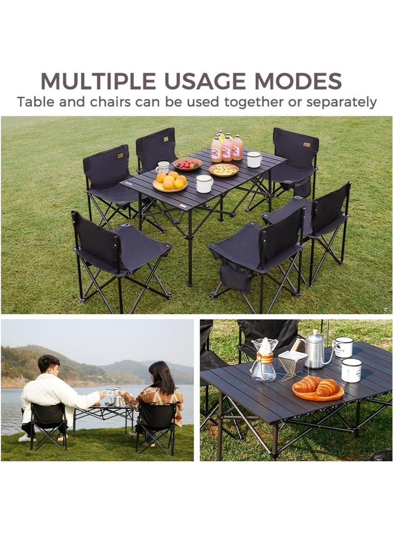 Mereza Camping Furniture Set, Foldable Camping Table and Chairs, Portable Family Travel Camping Picnic Table and Chairs Set, Multifunctional Foldable Travel Table and Chairs Set Camping Table for Outdoor Barbecue, Cooking, Party, Beach - Image 4