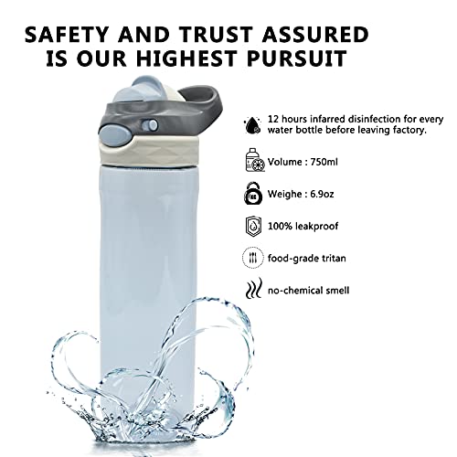 DEARART 2Pack 26oz Grey Water Bottle and Pink Water Bottles Without Straw AUTOSPOUT BPA FREE Has Handle Easy Carried Suit Office Gym Work School Travel etc - Image 3