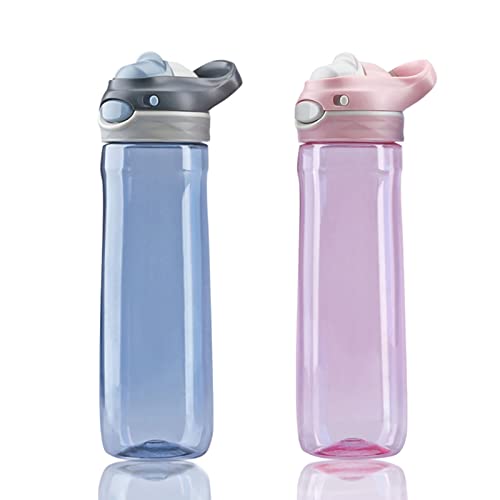 DEARART 2Pack 26oz Grey Water Bottle and Pink Water Bottles Without Straw AUTOSPOUT BPA FREE Has Handle Easy Carried Suit Office Gym Work School Travel etc - Image 1