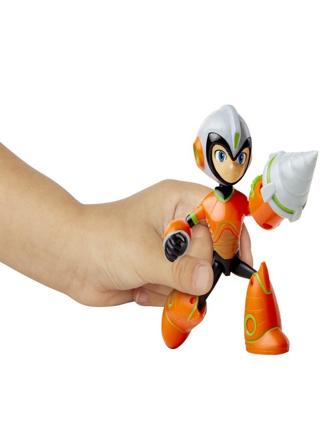 Megaman Fully Charged – Deluxe Drill Man Schematics Articulated Action Figure with Spinning Drill and Break-Apart Boulder Accessory! Based on the new show! - Image 5