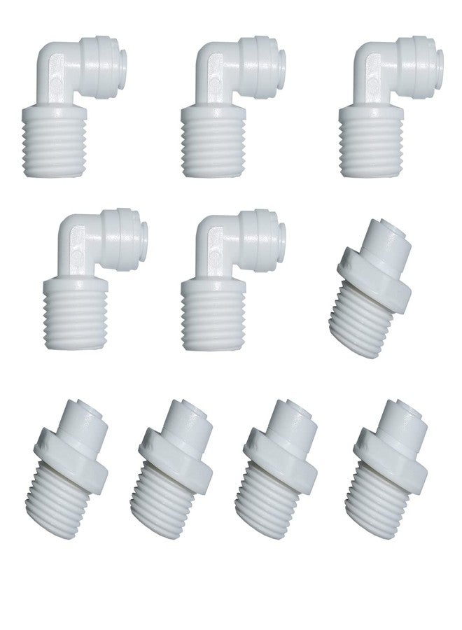 MALIDA Quick Connector Male Adapter Elbow and Straight Combination, 1/2 Inch NPT Thread x 1/4 Inch Tube OD Push to Connect Fittings, for Water Filter purification systems.(pack of 10) - Image 1