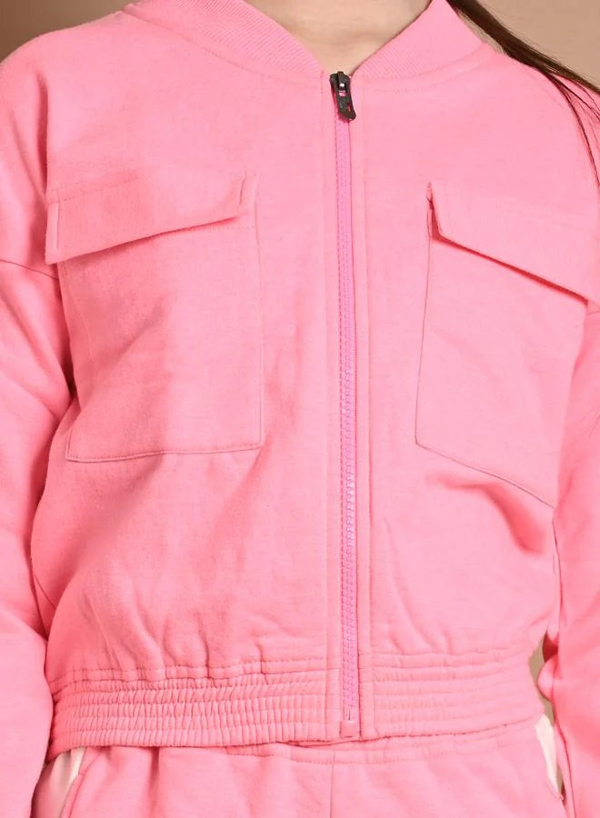 LILPICKS Solid Flap Pocket Jacket & Joggers Set by Styli