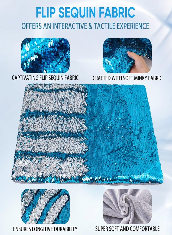 Hugsmiling Weighted Lap Pad - 5lbs Sensory Lap pad with Easy to Maneuver Sequins - Ideal for Kids Sensory Play (Blue and Silver) - Image 4