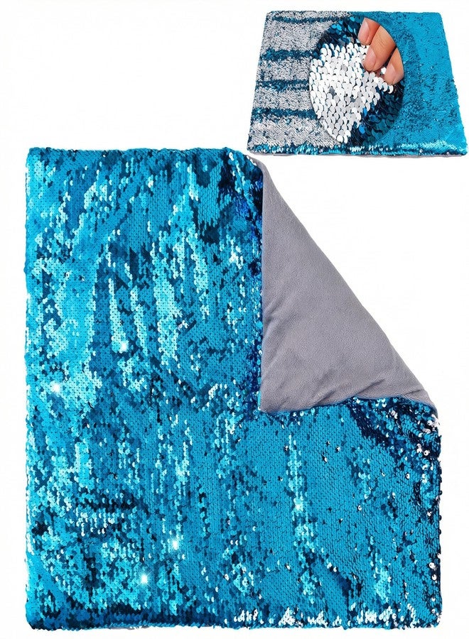 Hugsmiling Weighted Lap Pad - 5lbs Sensory Lap pad with Easy to Maneuver Sequins - Ideal for Kids Sensory Play (Blue and Silver) - Image 1