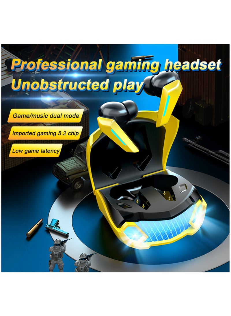 ARNOTEC - M5 Gaming TWS Earbuds, with 18 Hours Music Playtime, Bluetooth 5.2, Environmental Noise Cancellation, Type-C Fast Charging, 10mm Bass Drivers, IPX4 Sweat & Waterproof(Yellow) - Image 1