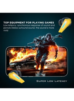 ARNOTEC M5 Gaming TWS Earbuds, with 18 Hours Music Playtime, Bluetooth 5.2, Environmental Noise Cancellation, Type-C Fast Charging, 10mm Bass Drivers, IPX4 Sweat & Waterproof(Yellow)  - Image 5