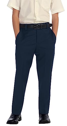 Gioberti Boys Flat Front Dress Pants, Navy, 8 - Image 1