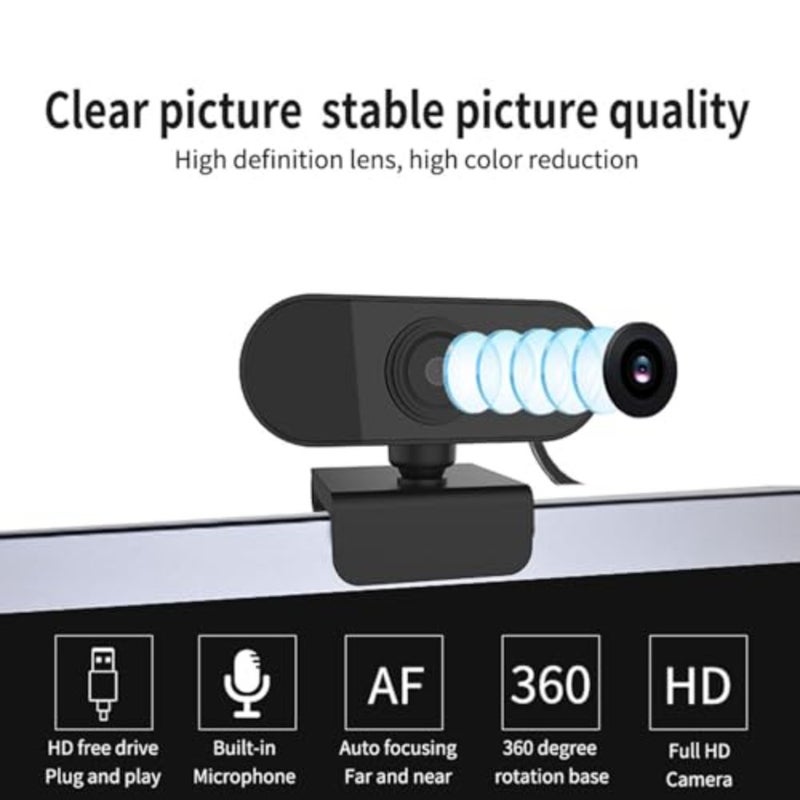 1080P High Definition Desktop USB Webcam for Video Call, Clear Picture for Online Teaching, Compatible with/, Black Black - Image 3
