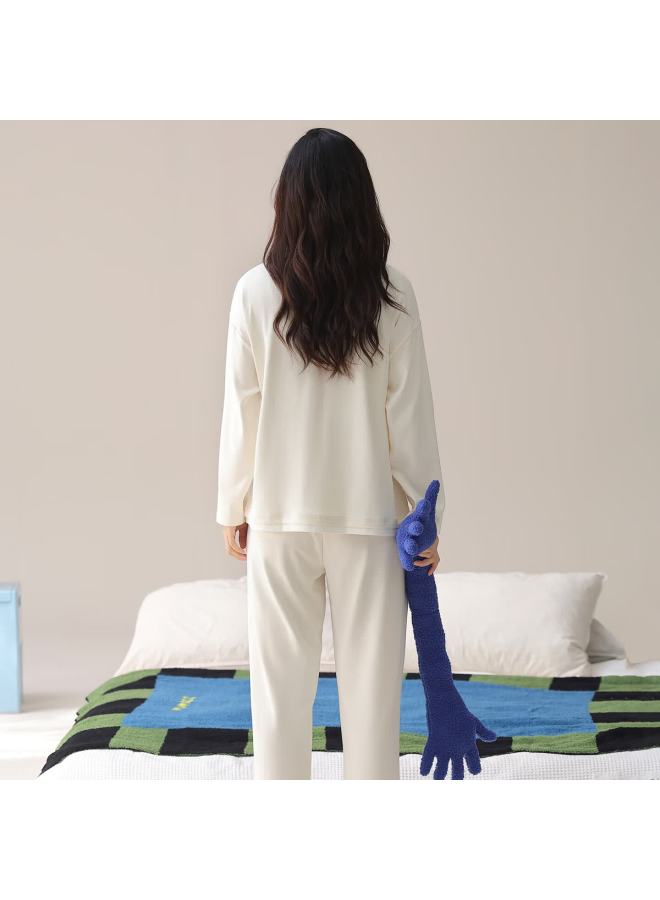 Your Sun Yiershuang Women's Autumn Winter Pure Cotton Long Sleeve Fashion Casual Round Neck Homewear Pajama Set - Image 4