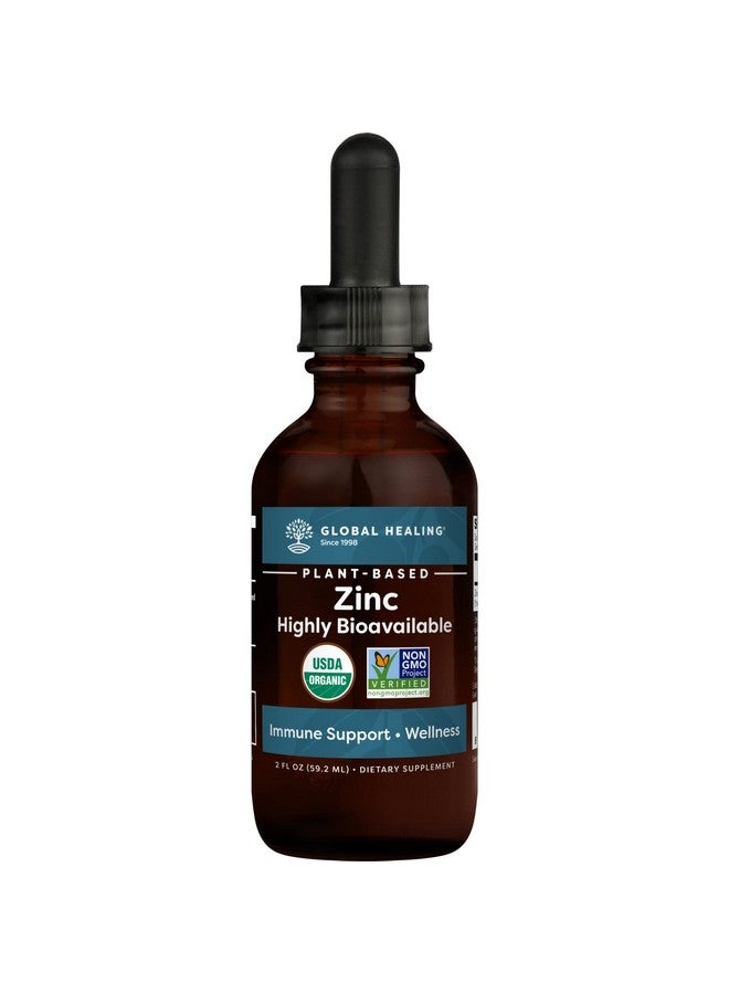 global healing center Global Healing Usda Organic Zinc Liquid Supplement Pure Vitamin Drops For Immune System Boost Hormone Balance And Healthy Aging Veganfriendly Nongmo 2 Fl Oz - Image 1