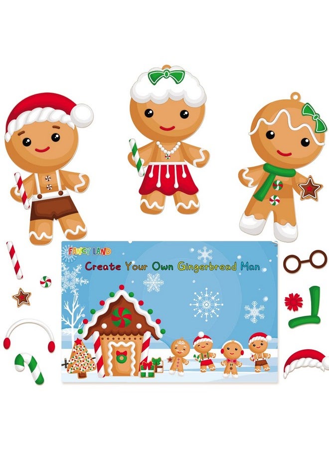 Fancy Land 12 Gingerbread Craft Kit For Kids Diy Create Your Own Foam Gingerbread Man Ornament Selfadhesive Sticker Sheets Fun Holiday Gifts  - Image 3