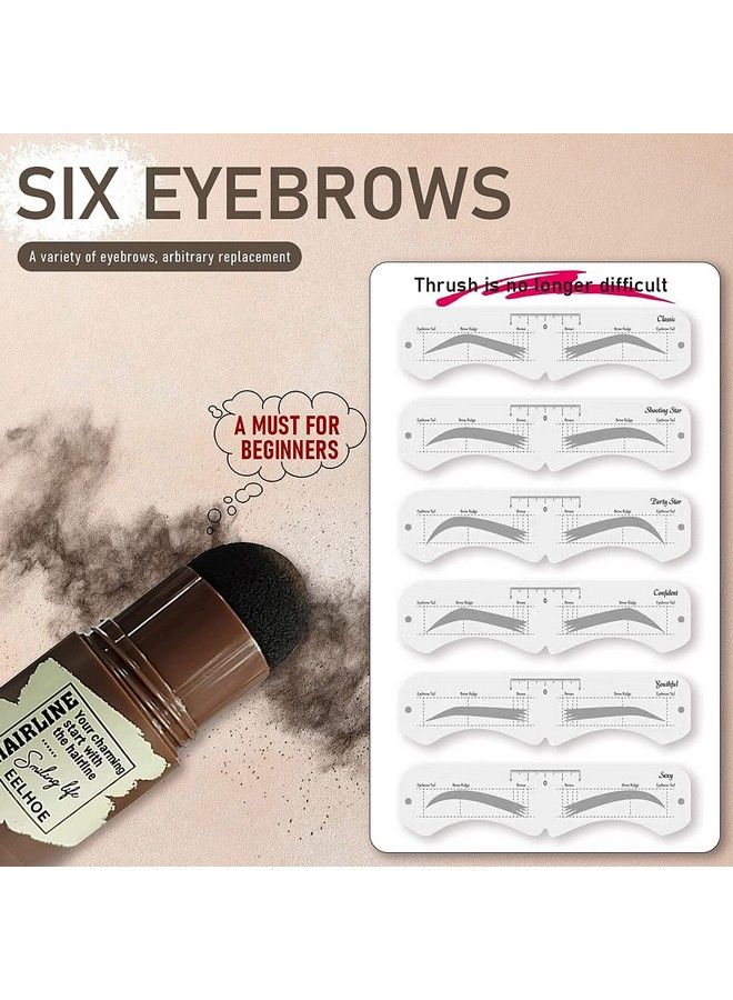 My Colors Eyebrow Stamp Stencil Kit Brow Stamp And Shaping Kithairline Powderone Step Brow Stamp Makeup Powder With 6 Reusable Eyebrow Stencil For Perfect Brows Longlasting Waterproof (Brown)  - Image 4
