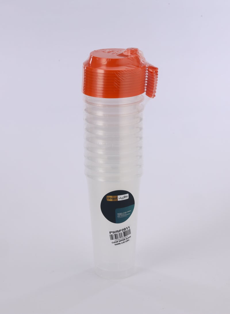 packwell Clear Sipper Glass 500 Ml With Lid 10 Pcs - Image 2