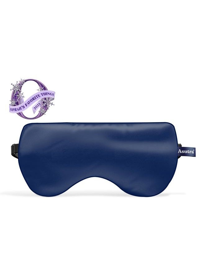 Asutra Silk Eye Pillow for Sleep, Navy | Filled w/Lavender & Flax Seeds | Weighted | Meditation & Light Blocking Blindfold - Image 3