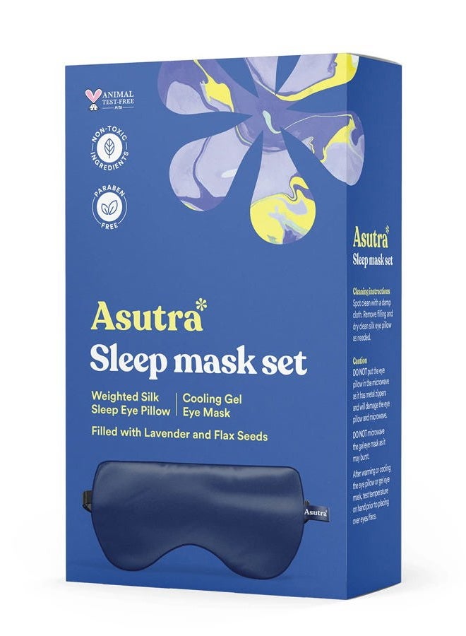 Asutra Silk Eye Pillow for Sleep, Navy | Filled w/Lavender & Flax Seeds | Weighted | Meditation & Light Blocking Blindfold - Image 5
