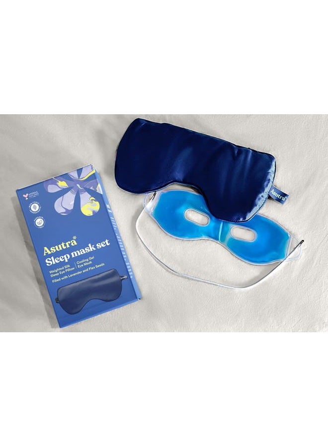 Asutra Silk Eye Pillow for Sleep, Navy | Filled w/Lavender & Flax Seeds | Weighted | Meditation & Light Blocking Blindfold - Image 4