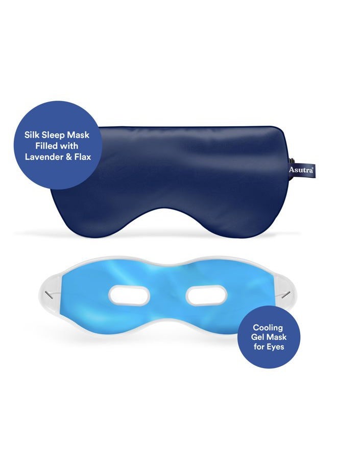 Asutra Silk Eye Pillow for Sleep, Navy | Filled w/Lavender & Flax Seeds | Weighted | Meditation & Light Blocking Blindfold - Image 2