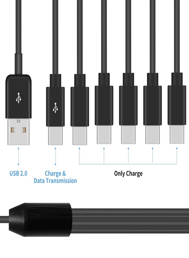 Poyiccot USB A to USB C Splitter Cable, Multi USB C Splitter Cable, 6 in 1 USB 2.0 Type A Male to 6 Type C Male Charging Cord, for USB Type-C Phone, Tablet, 5ft - Image 2
