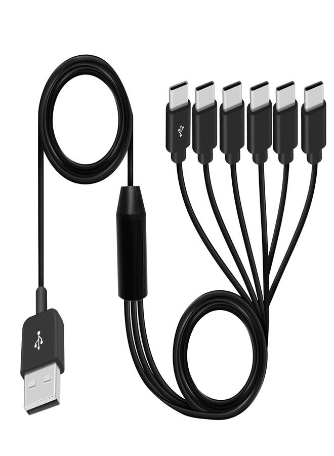 Poyiccot USB A to USB C Splitter Cable, Multi USB C Splitter Cable, 6 in 1 USB 2.0 Type A Male to 6 Type C Male Charging Cord, for USB Type-C Phone, Tablet, 5ft - Image 1