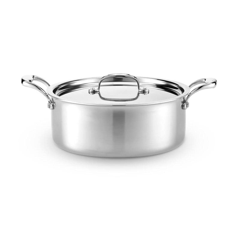 Heritage Steel 6 Quart Rondeau with Lid  Titanium Strengthened 316Ti Stainless Steel with 5Ply Construction  InductionReady and Fully Clad Made in USA