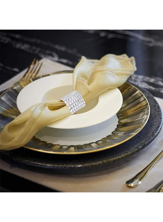 جي أس 50pcs حجر الراين منديل منديل خاتم خاتم خاتم الماس ، وميض منديل خاتم مشبك المستخدمة في الديكور الجدول ، حفل زفاف ، عشاء ، حزب ، مأدبة ، وحفلات الاستقبال ، والفضة - Image 5