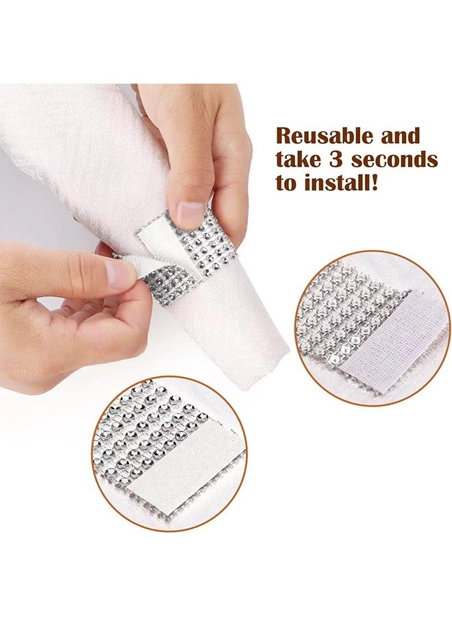 جي أس 50pcs حجر الراين منديل منديل خاتم خاتم خاتم الماس ، وميض منديل خاتم مشبك المستخدمة في الديكور الجدول ، حفل زفاف ، عشاء ، حزب ، مأدبة ، وحفلات الاستقبال ، والفضة - Image 2