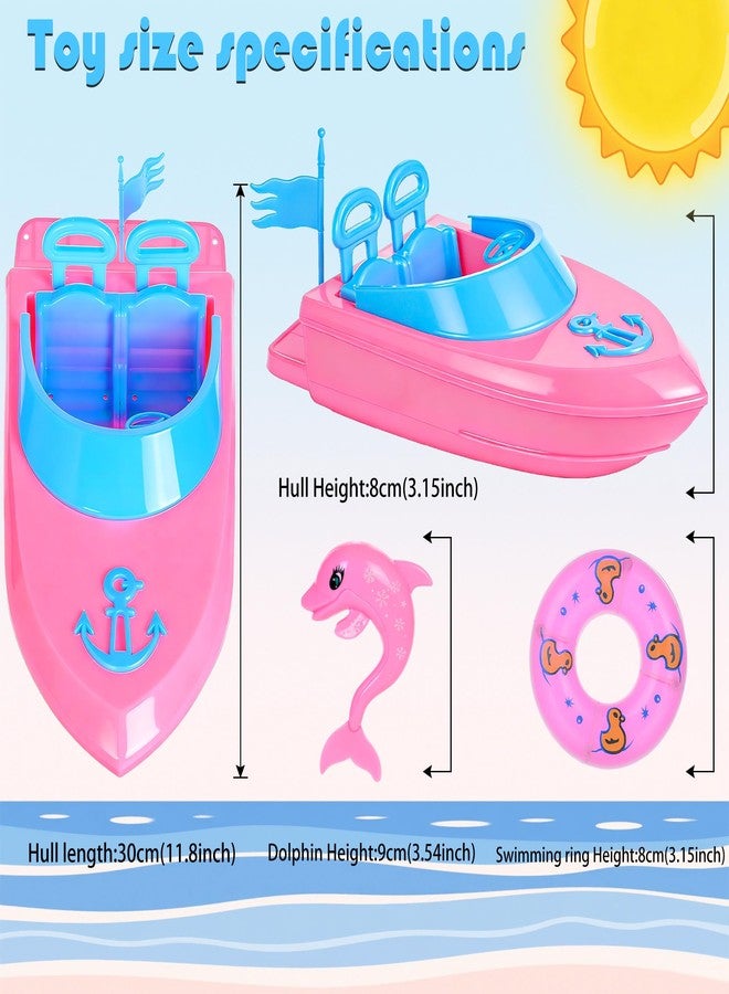 dollbie Fashion Dolls and Boat Playset - 11.5 Inch Dolls with Swimwear, Life Vests, Accessories, 5.5 Inch Doll, Pet Puppy and Dolphin Toy - Summer Beach Adventure Gift Set for Girls - Image 2