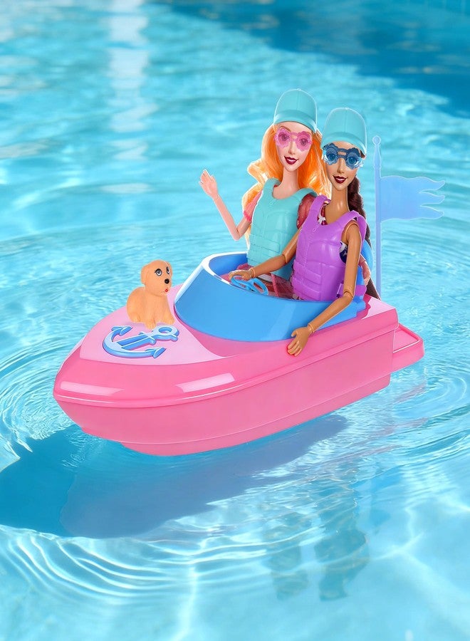 dollbie Fashion Dolls and Boat Playset - 11.5 Inch Dolls with Swimwear, Life Vests, Accessories, 5.5 Inch Doll, Pet Puppy and Dolphin Toy - Summer Beach Adventure Gift Set for Girls - Image 5