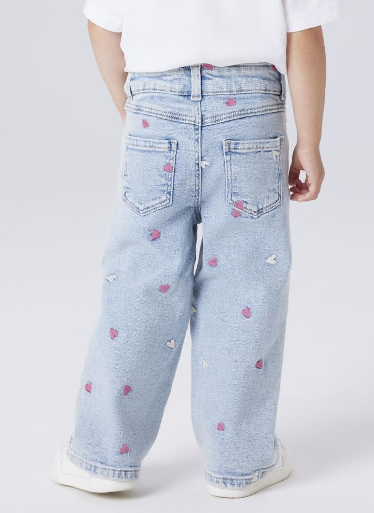 NAME IT Kids Wide Leg Embroidered Jeans - Image 2