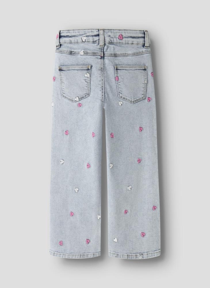 NAME IT Kids Wide Leg Embroidered Jeans - Image 3