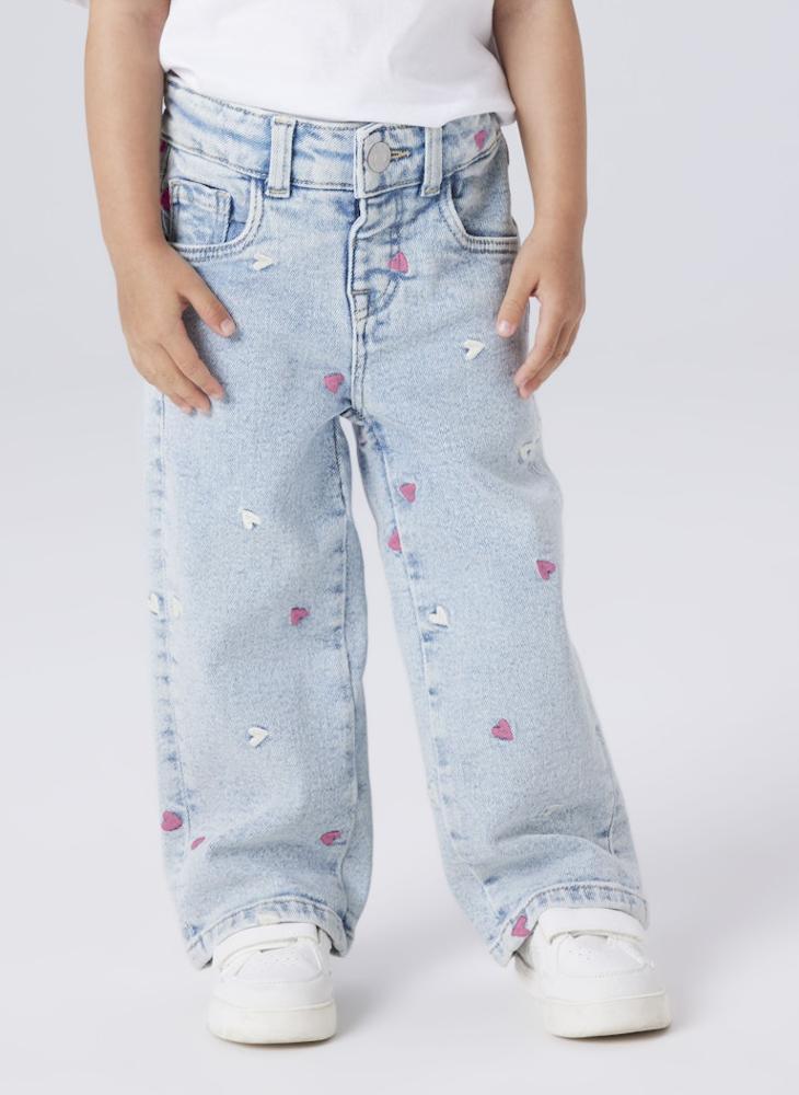 NAME IT Kids Wide Leg Embroidered Jeans - Image 1