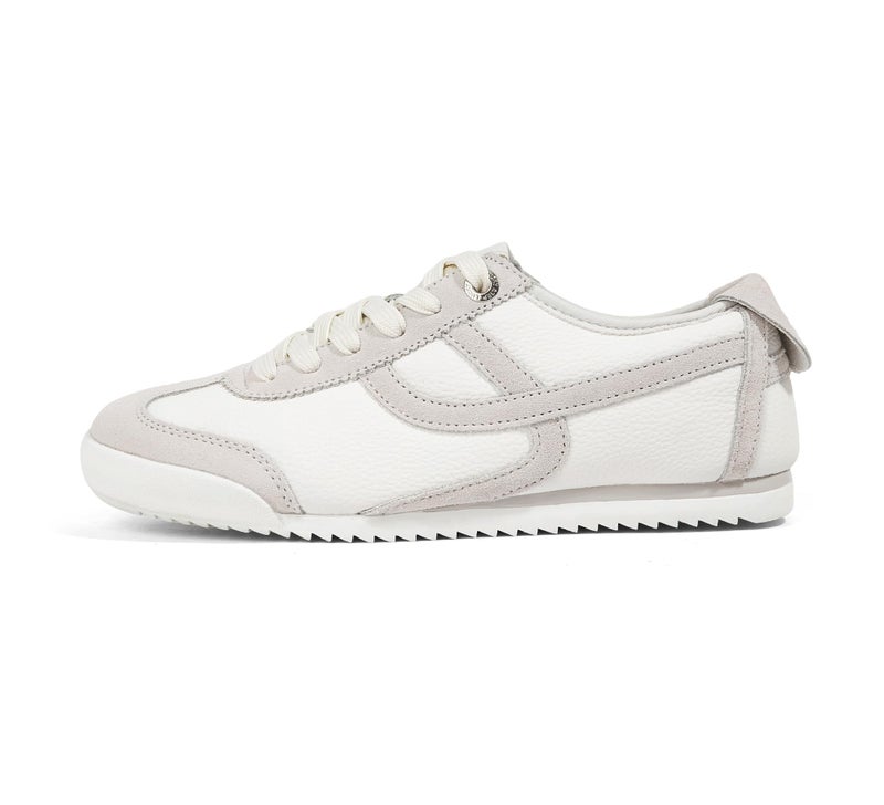 LUCKY STEP Womens Retro Fashion Sneakers Thin Sole Casual Walking Lightweight Tennis Trainers Running Gym Workout Classic Comfortable Athletic ShoesWhiteGrey10 - Image 2