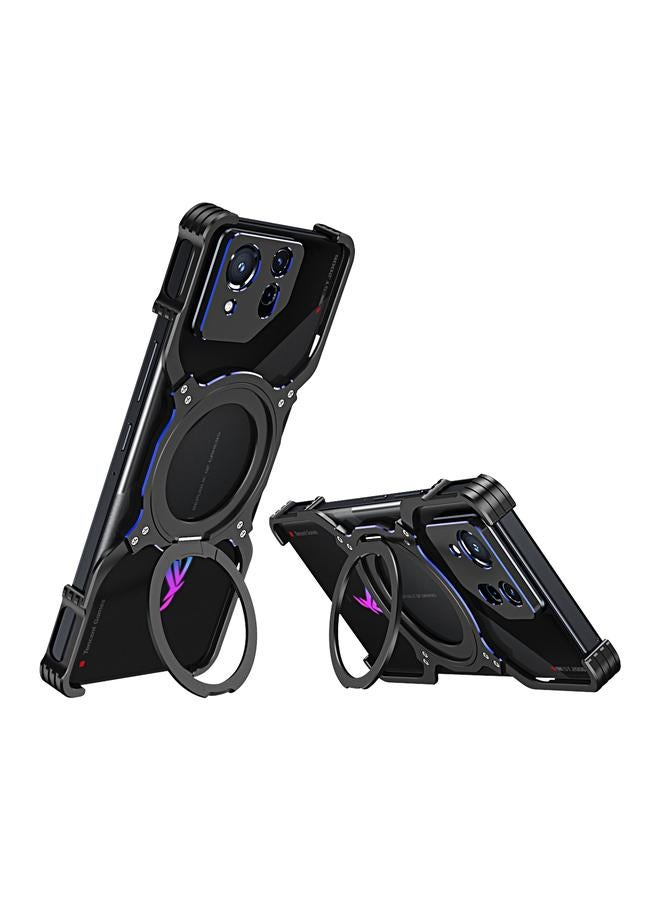 For Asus ROG Phone 8 / 8 Pro Mechanical Arm Borderless MagSafe Holder Metal Phone Case(Black Blue) 