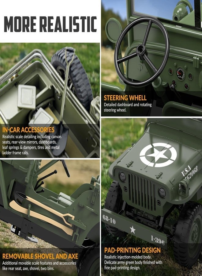 Samtop RC Crawler 1:10 Scale Simulation of a Multi-Purpose Off-Road Car 2.4G 1941 Mb Scaler Willys Crawler Climbing Scale Military Truck Vehicle Adult Kids Toy - Image 5
