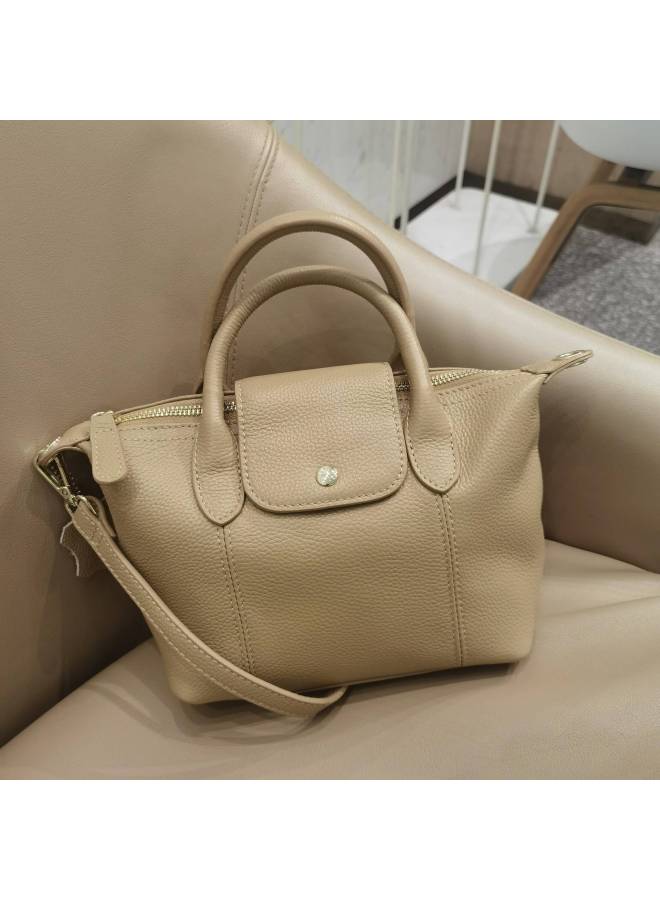 Jiulong New Genuine Leather Women's Bag Tote Bag First Layer Cowhide Casual Solid Color Multi-layer Portable Crossbody Boston Bag - Image 3