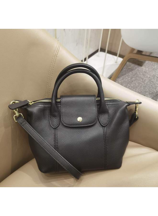 Jiulong New Genuine Leather Women's Bag Tote Bag First Layer Cowhide Casual Solid Color Multi-layer Portable Crossbody Boston Bag - Image 1