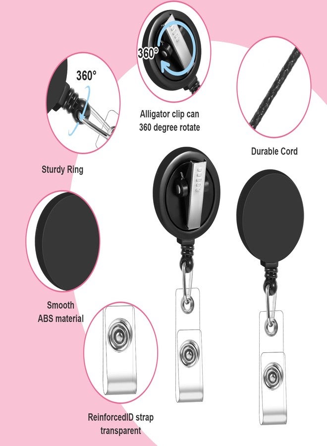 HaiFafafaing 50 Pcs Retractable Badge Reels Swivel Alligator Clip Heavy Duty Badge Holders Bulk Card Id Badges Holder for Teacher Student Office Employee Worker Doctor Nurse Black - Image 3