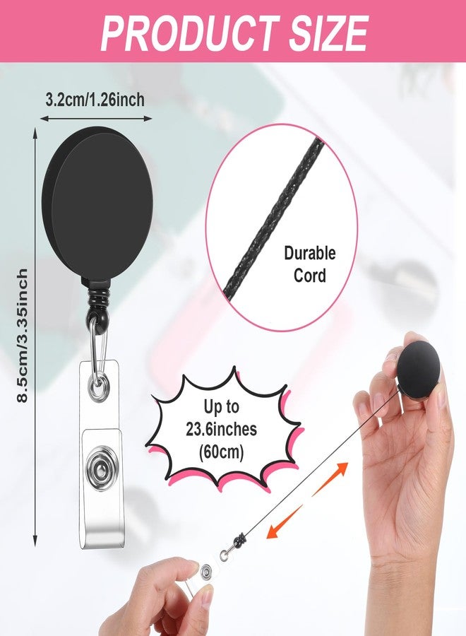HaiFafafaing 50 Pcs Retractable Badge Reels Swivel Alligator Clip Heavy Duty Badge Holders Bulk Card Id Badges Holder for Teacher Student Office Employee Worker Doctor Nurse Black - Image 2