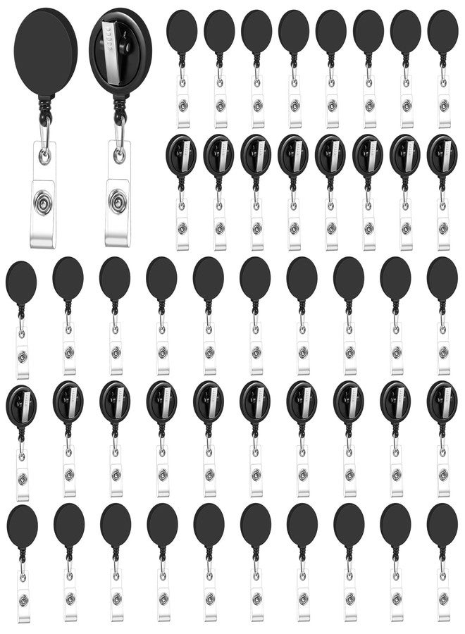 HaiFafafaing 50 Pcs Retractable Badge Reels Swivel Alligator Clip Heavy Duty Badge Holders Bulk Card Id Badges Holder for Teacher Student Office Employee Worker Doctor Nurse Black - Image 1