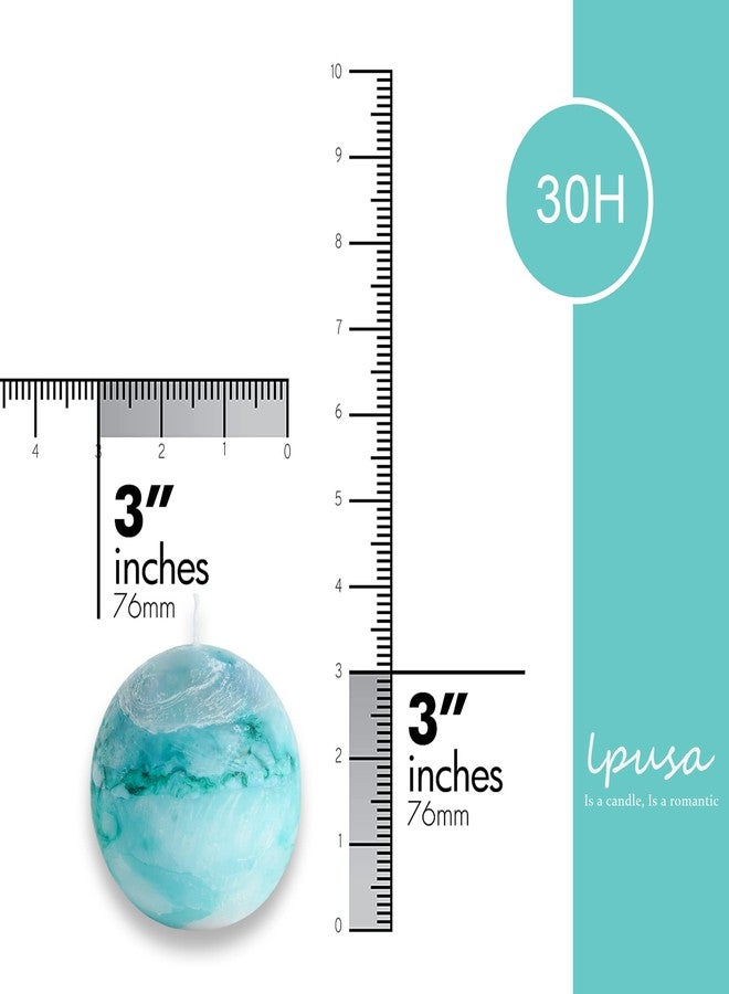 LPUSA Tie-dye Turquoise Rustic Ball Pillar Candles - 3 Inch Unscented Round Candles for Wedding Decoration and Home Decor - Set of 3 Paraffin Sphere Candles - Image 2