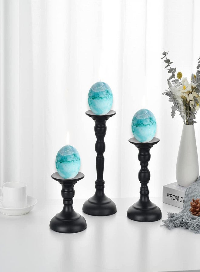 LPUSA Tie-dye Turquoise Rustic Ball Pillar Candles - 3 Inch Unscented Round Candles for Wedding Decoration and Home Decor - Set of 3 Paraffin Sphere Candles - Image 4