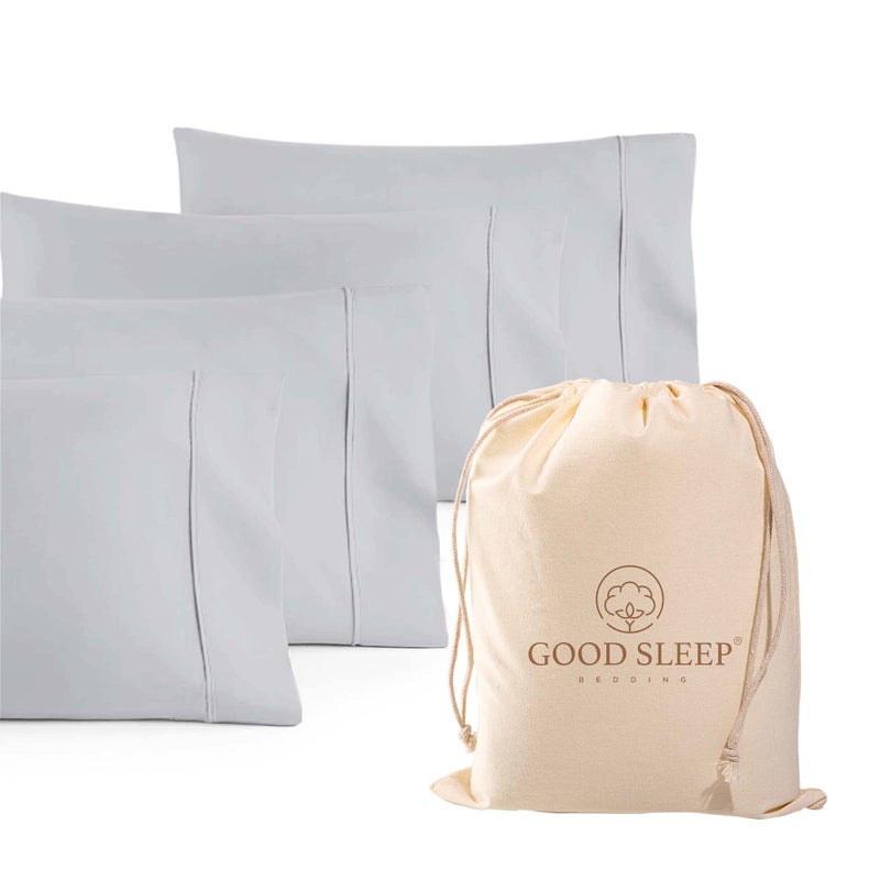 Set of 4 Pillow Cases King 800 TC 100 Egyptian Cotton Great for Hair  Skin Care Silky Soft Sateen Weave Pillow Covers for Bed Pillow Improves Sleep Quality 4 Hem Pillowcases Light Gray