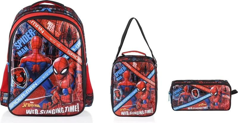 سبايدر مان Primary School Bag Salto Web Slinging Time, Lunch Box and Pencil Case
