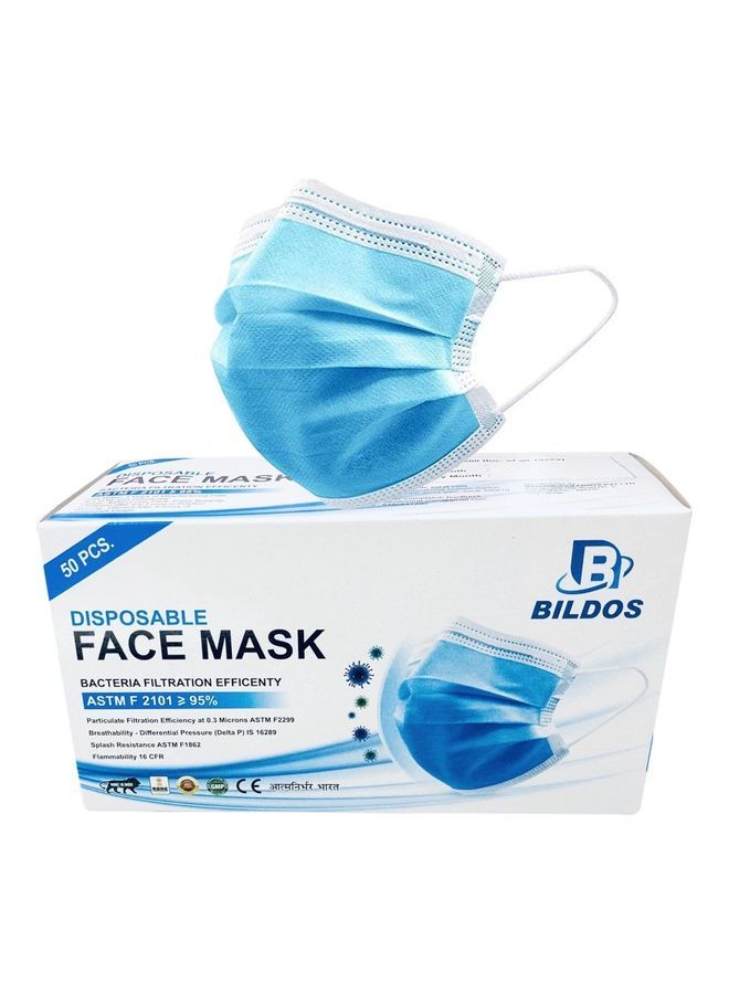 NIBEMINENT Pack Of 50 Disposable Mask With Nose Pin And Ultrasonic Sealed Earloop - Image 1