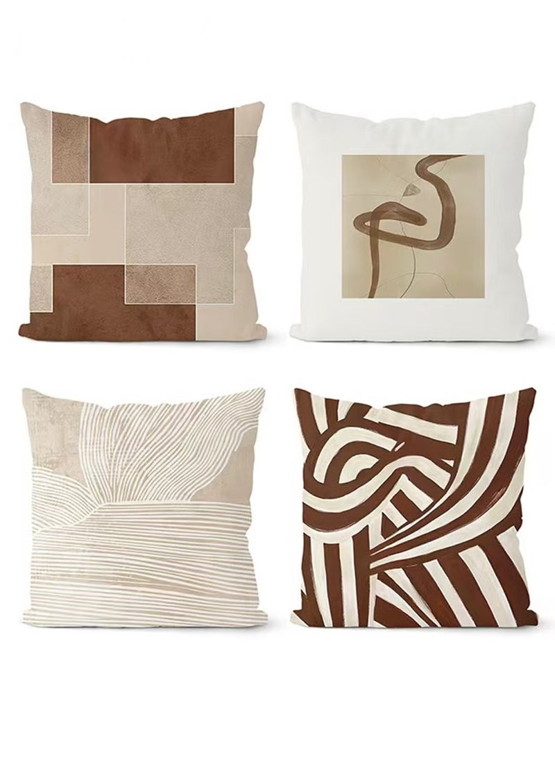 Cushion Covers Set of 4, Throw Pillow Cover, Abstract Modern Decorative Couch Pillow Case 45cm x 45cm, For Living Room Sofa Car Couch Bed Pillowcases 18x18 inches - Image 1